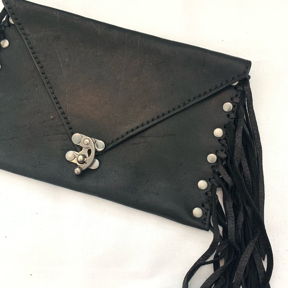 NWT Leather Fringe Clutch✨